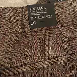 Gorgeous brown plaid dress pants, 20 petite, wide leg